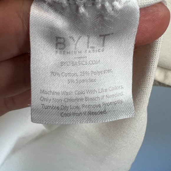 BYLT Mens Drop Cut LUX Short Sleeve Crew Neck Basic T-Shirt Size M Cream - Picture 5 of 7